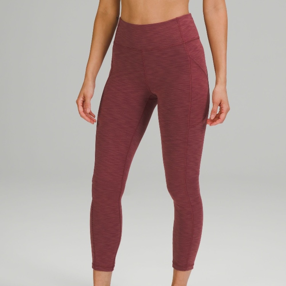 🎈Lululemon Invigorate tights 25” (7/8) Heathered Mulled Wine Red 4 - Picture 3 of 14